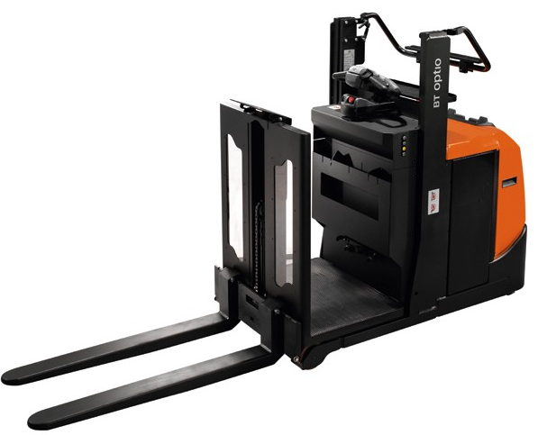 Order picker with elevating load carrier for efficient first and second level picking